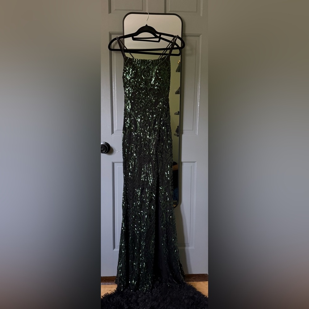 Windsor Dark Green Sequin Long Dress